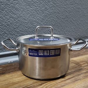 NWT Pintinox 20cm Master Deep Casserole Stainless Steel Stock Pot Lid & Handles